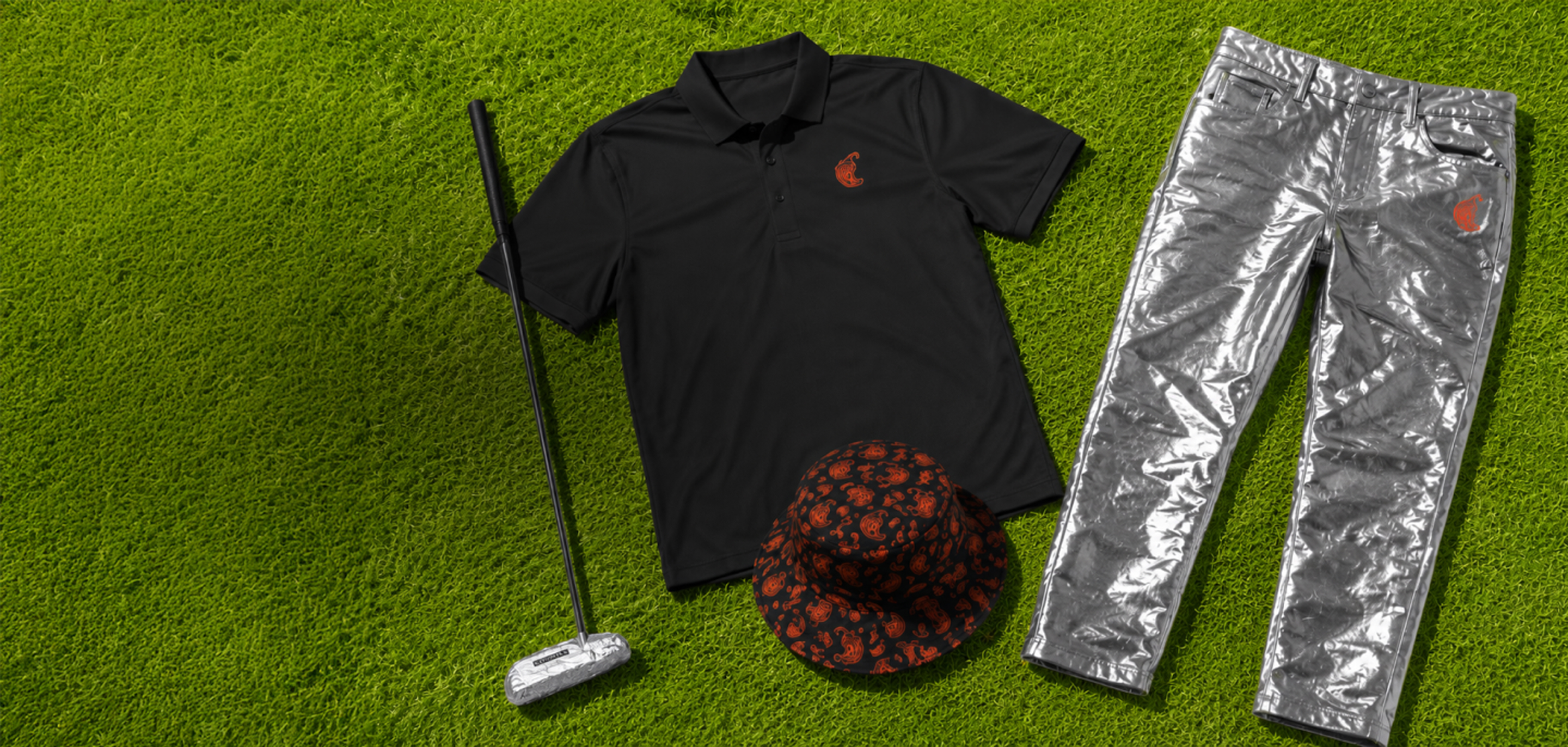 Chipotle 2K exclusive in-game gear in PGA TOUR 2K25 like the Foil Pants, Bucket Hat, Polo, and "Chi-putt-le" Putter